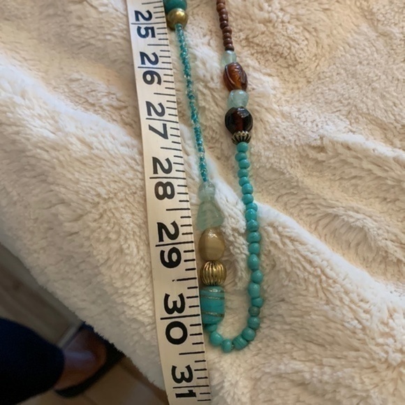 Turquoise and wood bangled bracelet with charms and matching necklace - Picture 5 of 8